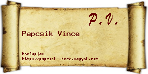 Papcsik Vince névjegykártya